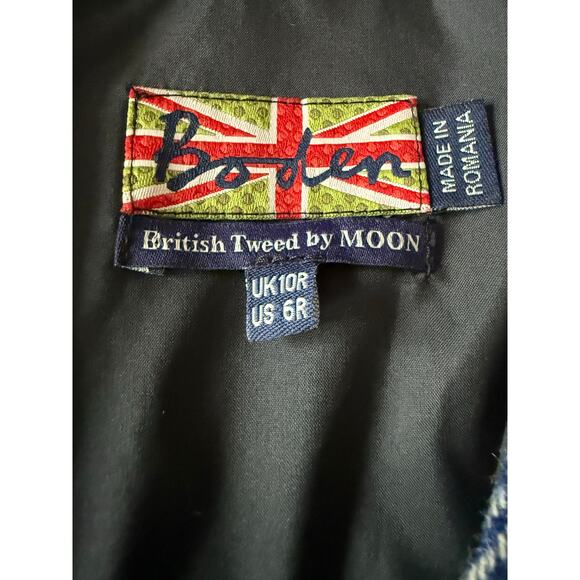 Boden British Tweed by Moon Blue Herringbone Sheath Dress US 6R - Picture 6 of 8